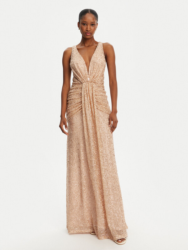 Babylon Sukienka wieczorowa S00887 Złoty Slim Fit