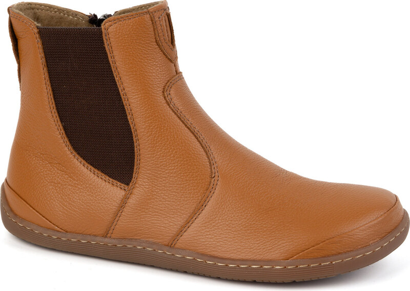 Olivier Damskie buty barefoot sztyblety z zamkiem ocieplane 1263 rude