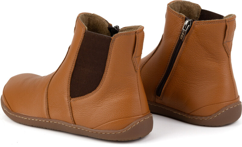 Olivier Damskie buty barefoot sztyblety z zamkiem ocieplane 1263 rude