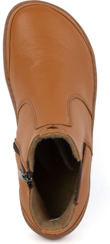 Olivier Damskie buty barefoot sztyblety z zamkiem ocieplane 1263 rude