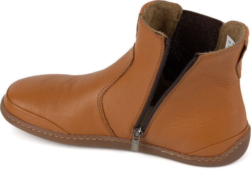 Olivier Damskie buty barefoot sztyblety z zamkiem ocieplane 1263 rude