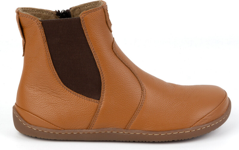 Olivier Damskie buty barefoot sztyblety z zamkiem ocieplane 1263 rude