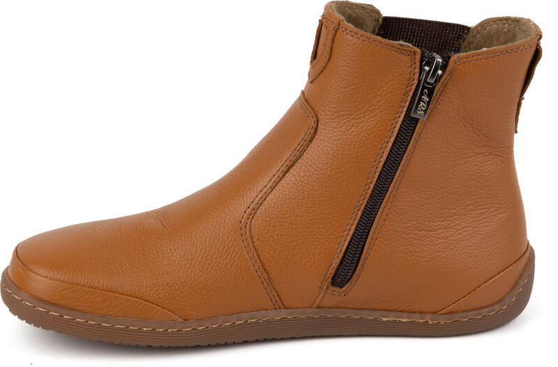 Olivier Damskie buty barefoot sztyblety z zamkiem ocieplane 1263 rude