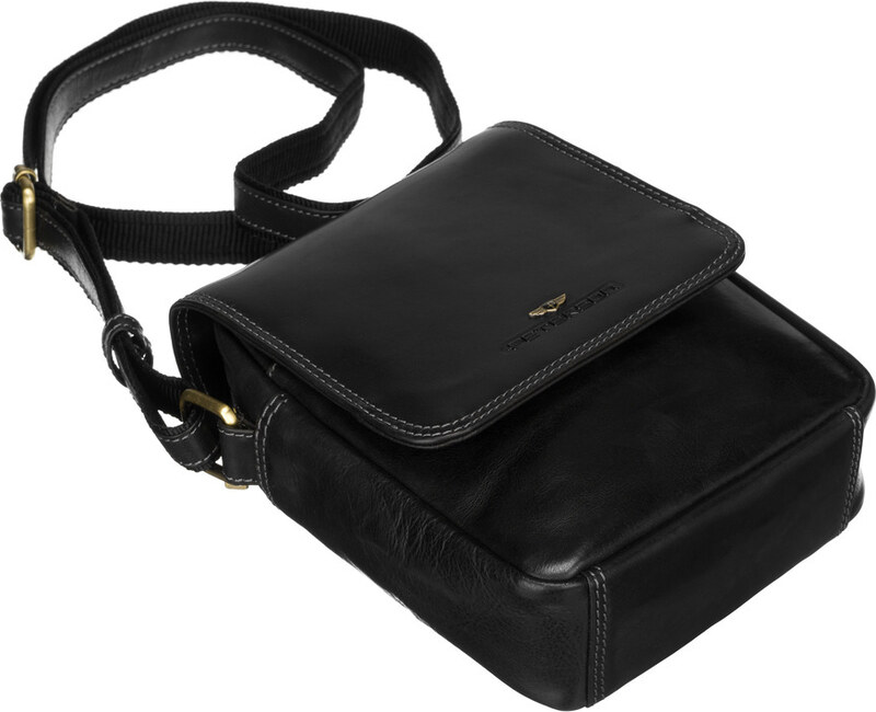 Listonoszka skórzana Peterson PTN TB-708-COM BLACK czarna
