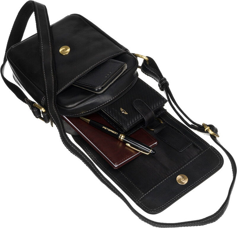 Listonoszka skórzana Peterson PTN TB-708-COM BLACK czarna