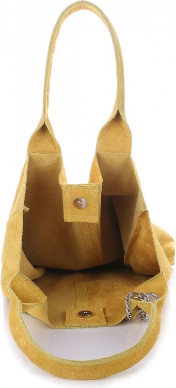 other Włoska Torebka Skórzana Shopper bag Zamsz Naturalny Żółta