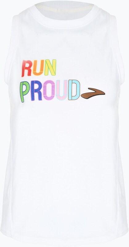 Koszulka do biegania damska Brooks Distance Graphic Tank white/rainbow/brow