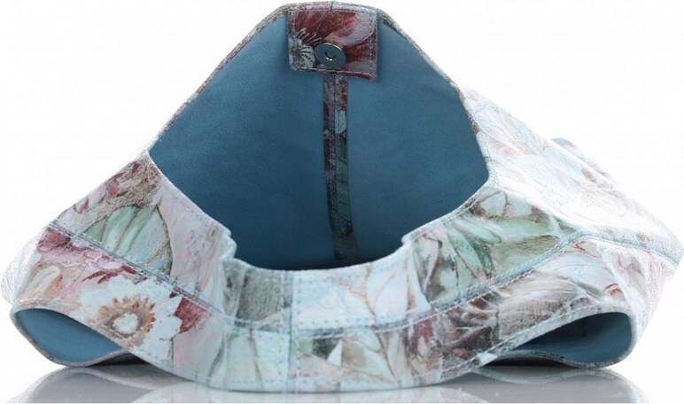 Torebka Skórzana firmy Vittoria Gotti Uniwersalny Włoski Shopper w modne wzory Kwiatów Błękitna