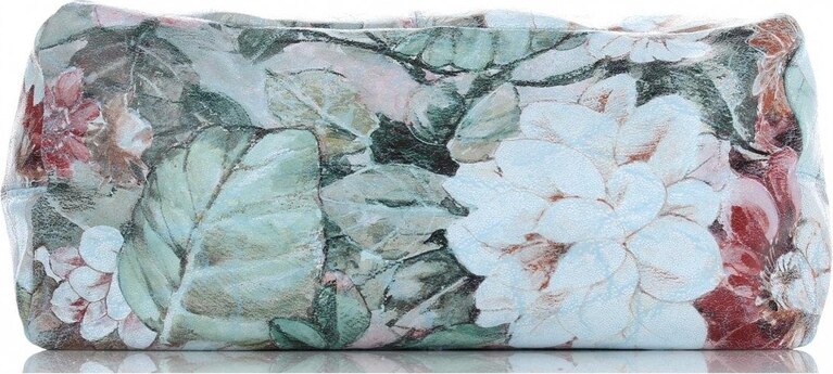 Torebka Skórzana firmy Vittoria Gotti Uniwersalny Włoski Shopper w modne wzory Kwiatów Błękitna