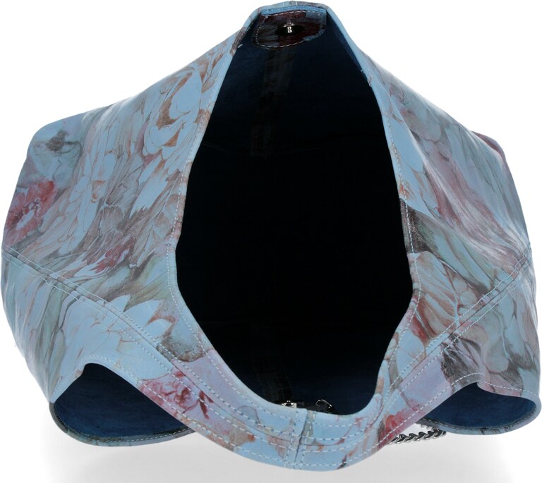 Torebka Skórzana firmy Vittoria Gotti Uniwersalny Włoski Shopper w modne wzory Kwiatów Jeans