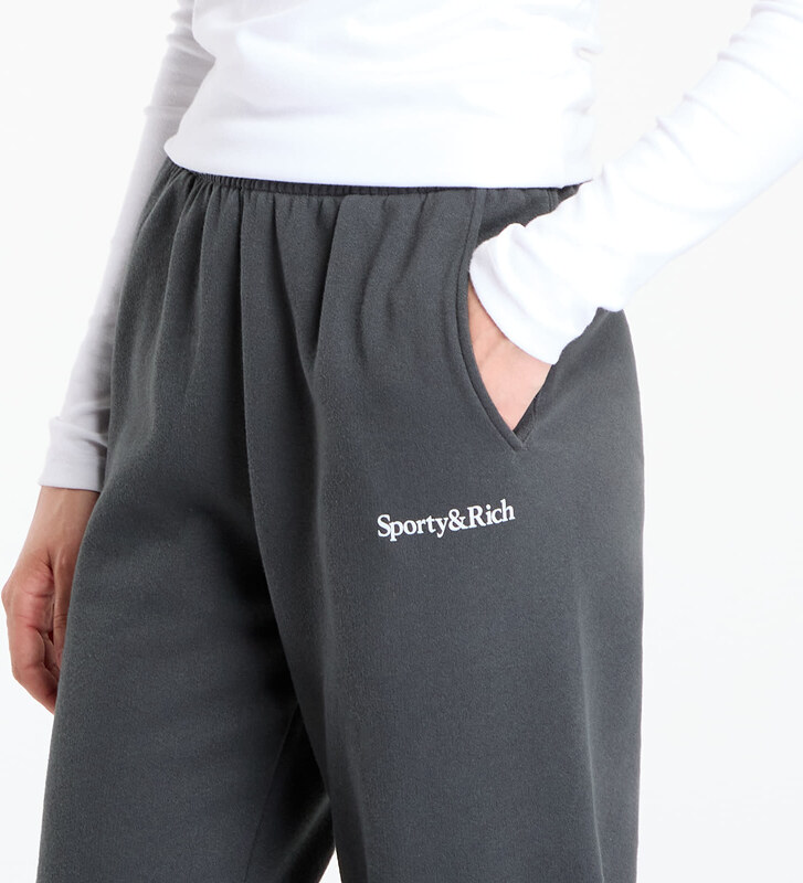 Spodnie dresowe Sporty & Rich Serif Logo Soft Sweapant UNISEX Faded Black L