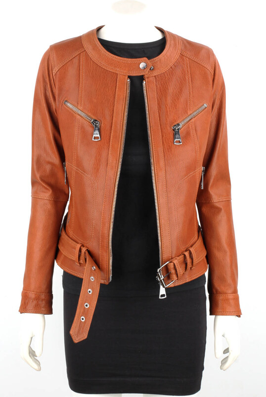 Kurtka skórzana damska z camelowej skóry PREMIUM DORJAN