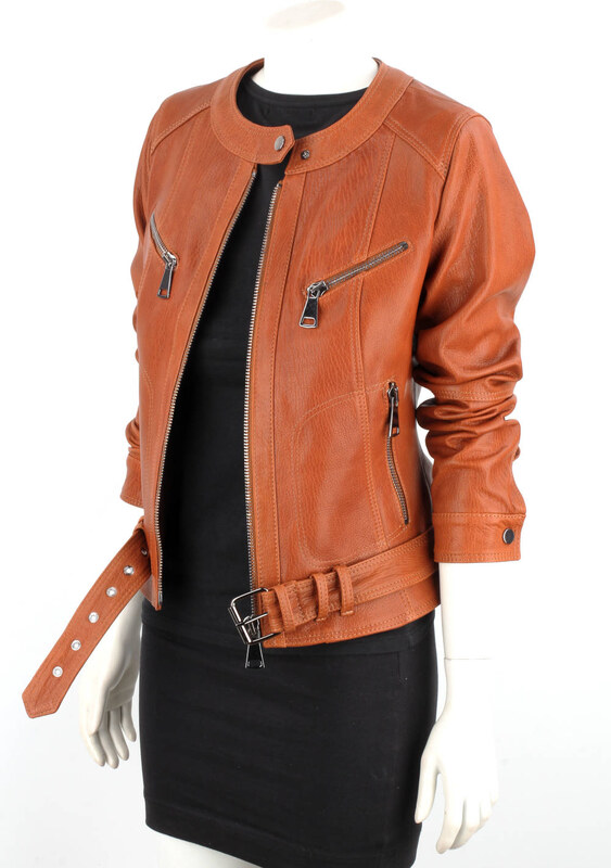 Kurtka skórzana damska z camelowej skóry PREMIUM DORJAN