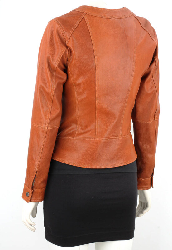 Kurtka skórzana damska z camelowej skóry PREMIUM DORJAN