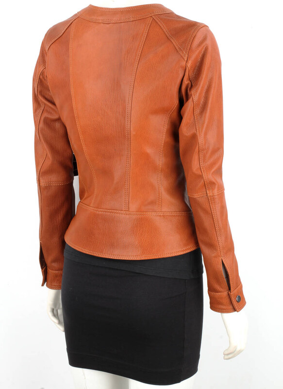 Kurtka skórzana damska z camelowej skóry PREMIUM DORJAN