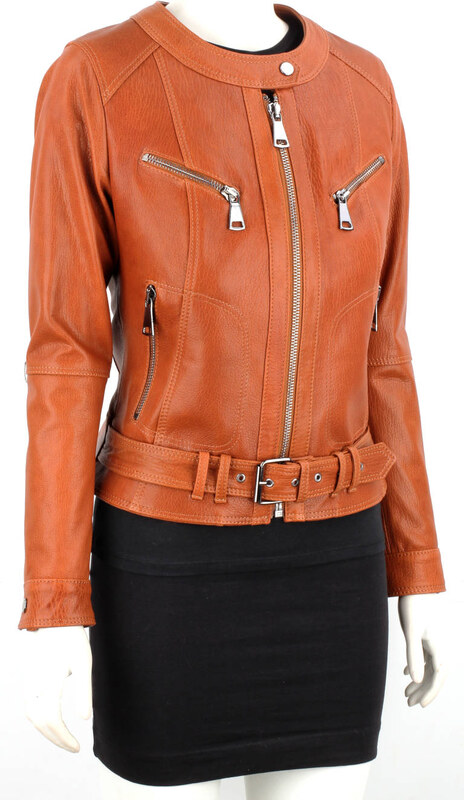 Kurtka skórzana damska z camelowej skóry PREMIUM DORJAN