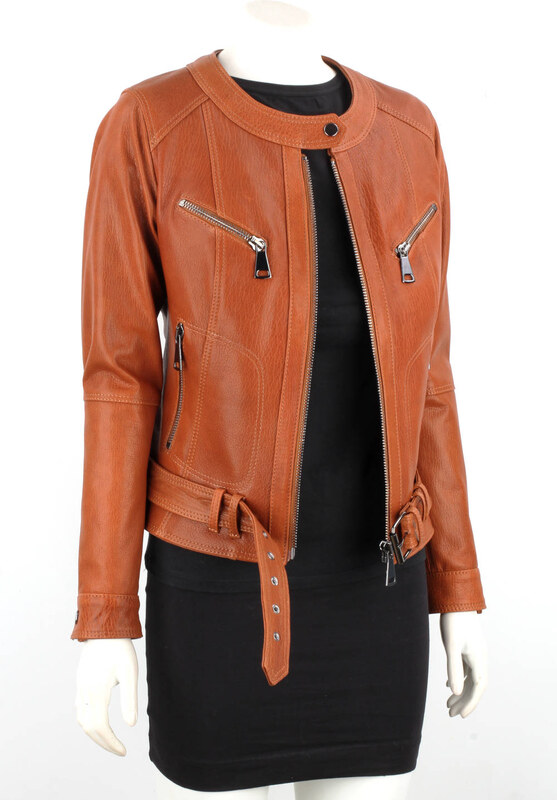 Kurtka skórzana damska z camelowej skóry PREMIUM DORJAN