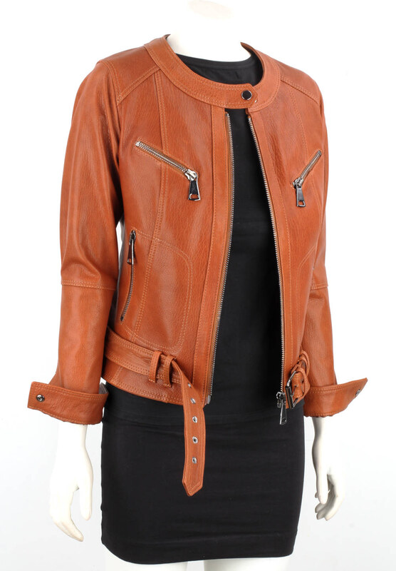 Kurtka skórzana damska z camelowej skóry PREMIUM DORJAN