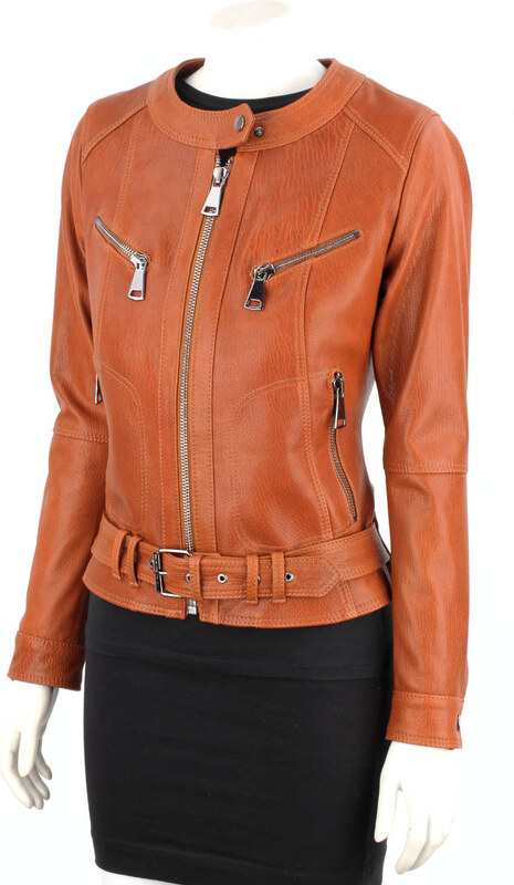 Kurtka skórzana damska z camelowej skóry PREMIUM DORJAN