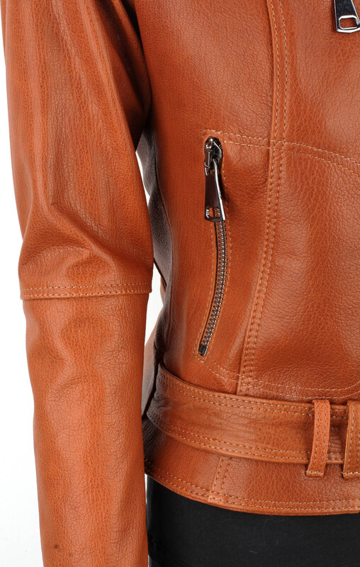 Kurtka skórzana damska z camelowej skóry PREMIUM DORJAN