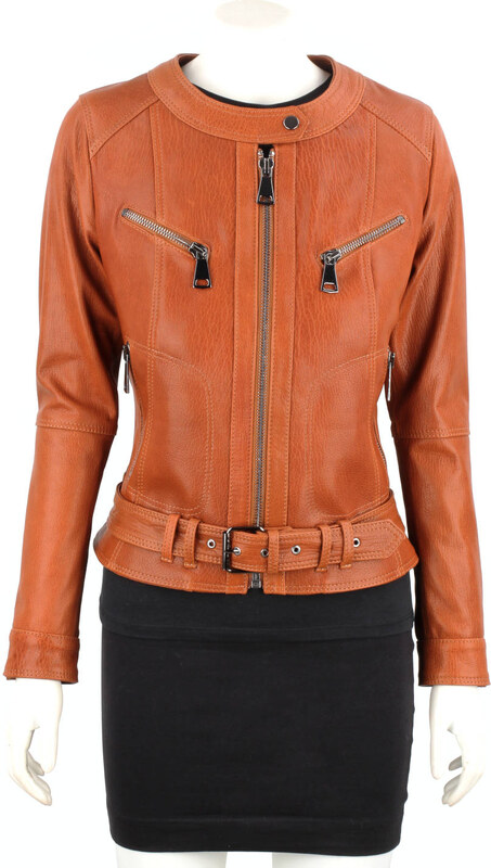 Kurtka skórzana damska z camelowej skóry PREMIUM DORJAN