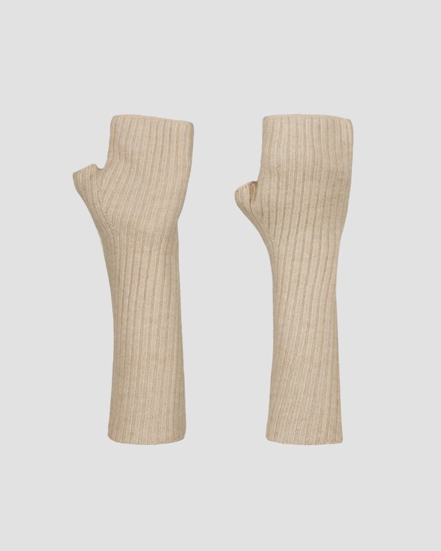 Beżowe Rękawiczki Mitenki Z Kaszmiru Damskie Kujten Knokke