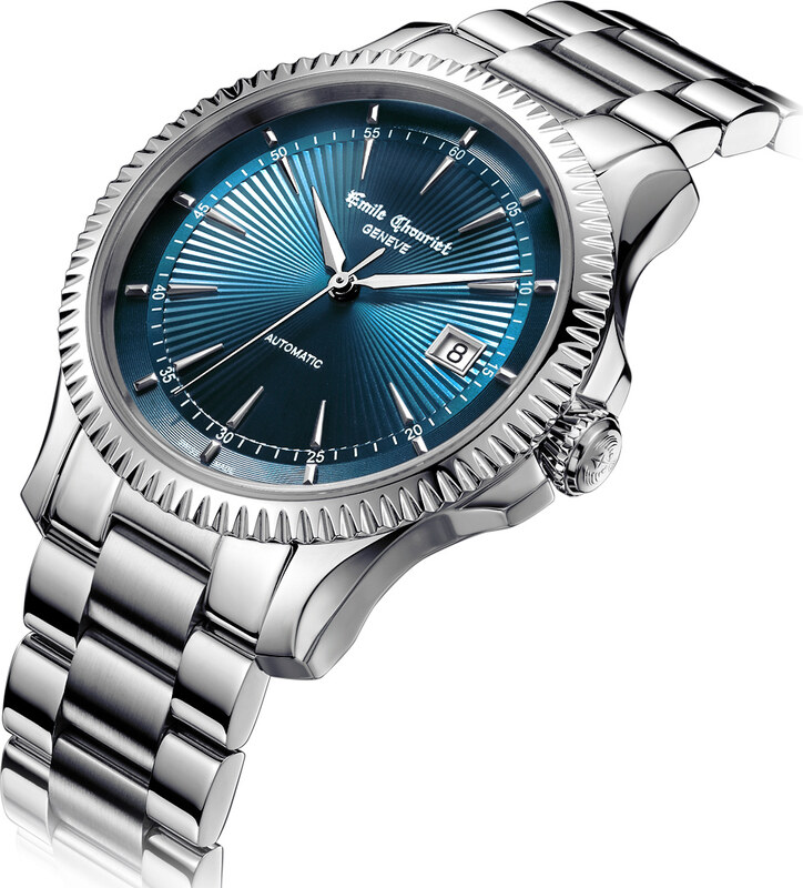 Zegarek EMILE CHOURIET 081155G66986. Automatyczny, Kolor niebieski. Mężczyzna.