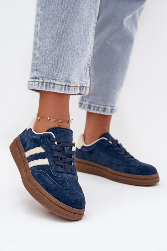 Butosklep Sneakersy Damskie Zamszowe Na Platformie Granatowe Sylviona