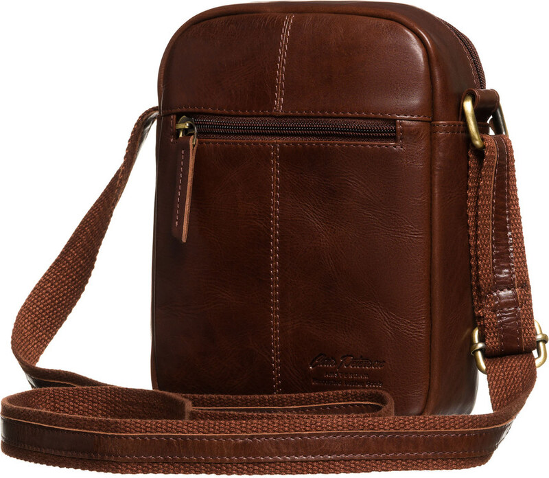 Brązowa, skórzana listonoszka męska zamykana suwakiem PTN M23-TUM Peterson