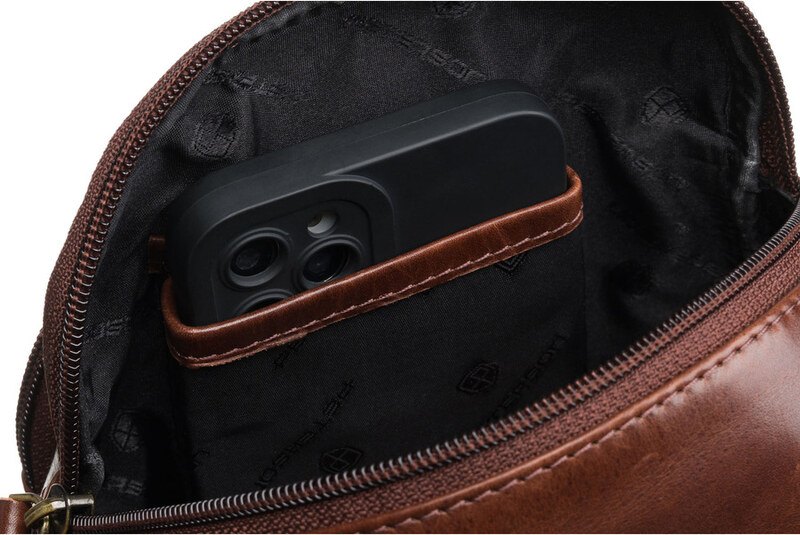 Brązowa, skórzana listonoszka męska zamykana suwakiem PTN M23-TUM Peterson