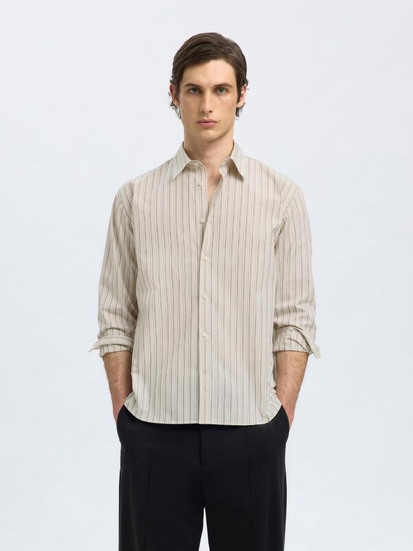 SELECTED Koszula 'SLHBen' ecru / czarny / biały