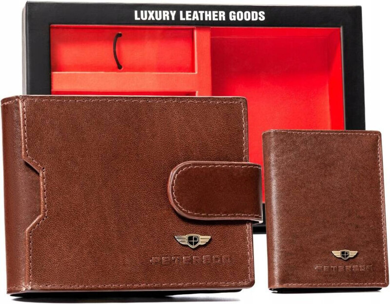 skóra naturalna Damski zestawy na prezent Peterson PTN SET3-N78L-VT BROWN