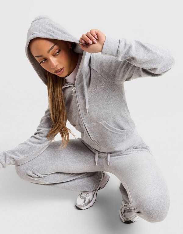 Juicy Couture Bluza Rozpinana Z Kapturem Dmnt Gmrl Damskie Ubrania Bluzy JCJDW298133 Szary