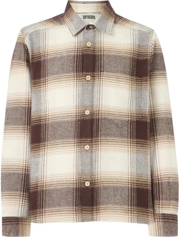 DRYKORN Koszula 'DIEGGO' beżowy / ciemnobrązowy / biały