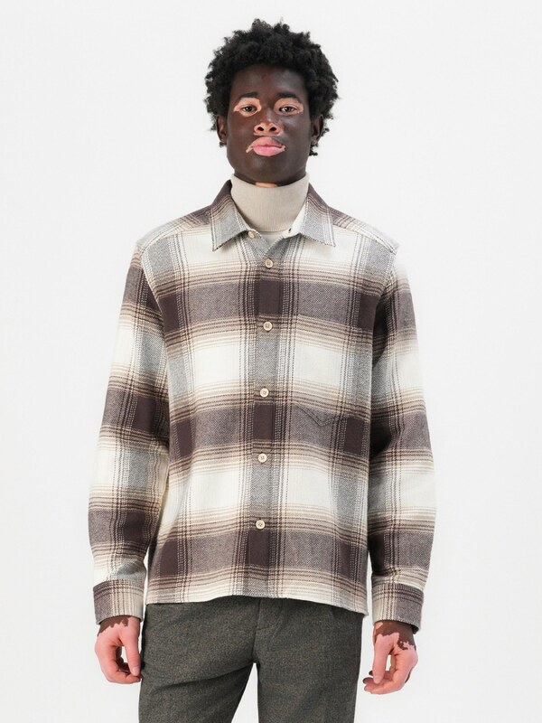 DRYKORN Koszula 'DIEGGO' beżowy / ciemnobrązowy / biały