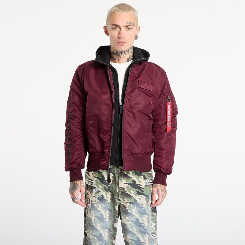 Kurtka Alpha Industries MA-1 D-Tec Sleeve Embroidery Dark Cherry M