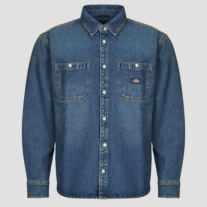 Dickies Koszule z długim rękawem MECHANIC DENIM SHIRT LS KHAKI TINTED BLUE