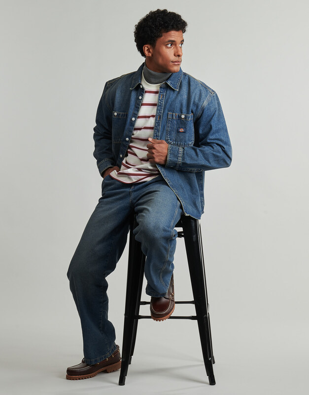 Dickies Koszule z długim rękawem MECHANIC DENIM SHIRT LS KHAKI TINTED BLUE