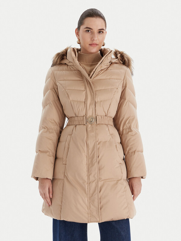 Guess Kurtka puchowa W5BL30 W2802 Beżowy Regular Fit