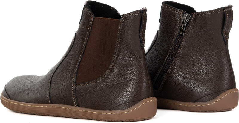 Olivier Damskie buty barefoot sztyblety z zamkiem ocieplane 1263 brązowe