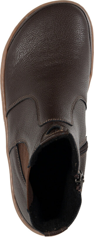 Olivier Damskie buty barefoot sztyblety z zamkiem ocieplane 1263 brązowe