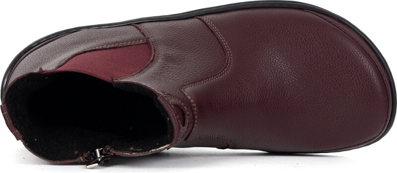 Olivier Damskie buty barefoot sztyblety z zamkiem ocieplane 1263 bordowe