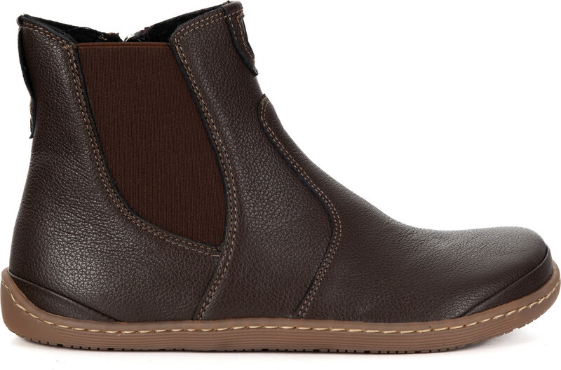 Olivier Damskie buty barefoot sztyblety z zamkiem ocieplane 1263 brązowe