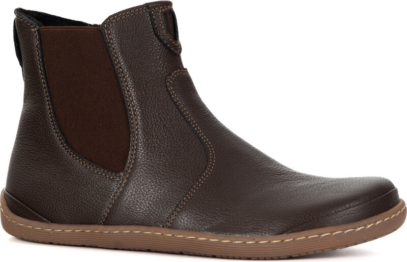 Olivier Damskie buty barefoot sztyblety z zamkiem ocieplane 1263 brązowe