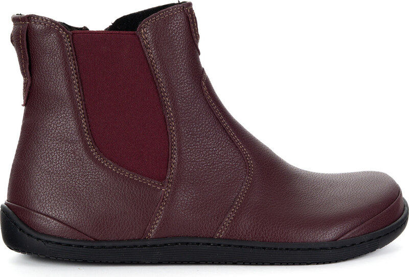 Olivier Damskie buty barefoot sztyblety z zamkiem ocieplane 1263 bordowe