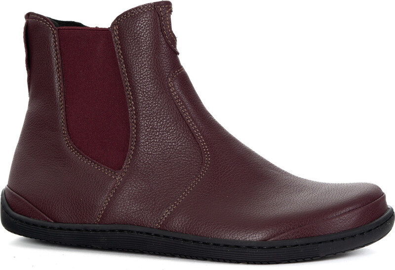 Olivier Damskie buty barefoot sztyblety z zamkiem ocieplane 1263 bordowe