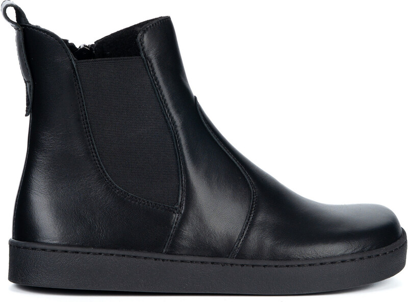 Olivier Damskie sztyblety barefoot Brooke na grubszym spodzie czarne