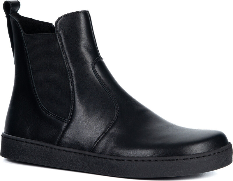 Olivier Damskie sztyblety barefoot Brooke na grubszym spodzie czarne