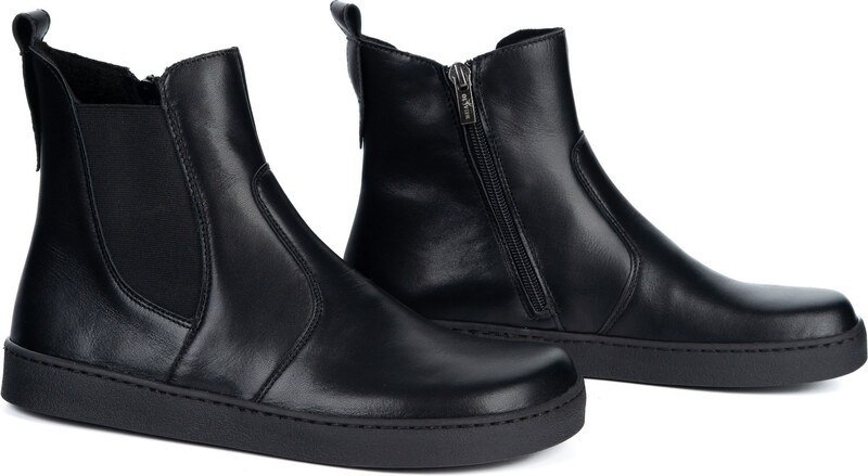 Olivier Damskie sztyblety barefoot Brooke na grubszym spodzie czarne