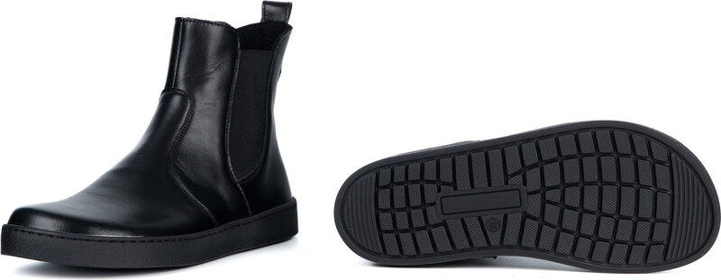 Olivier Damskie sztyblety barefoot Brooke na grubszym spodzie czarne